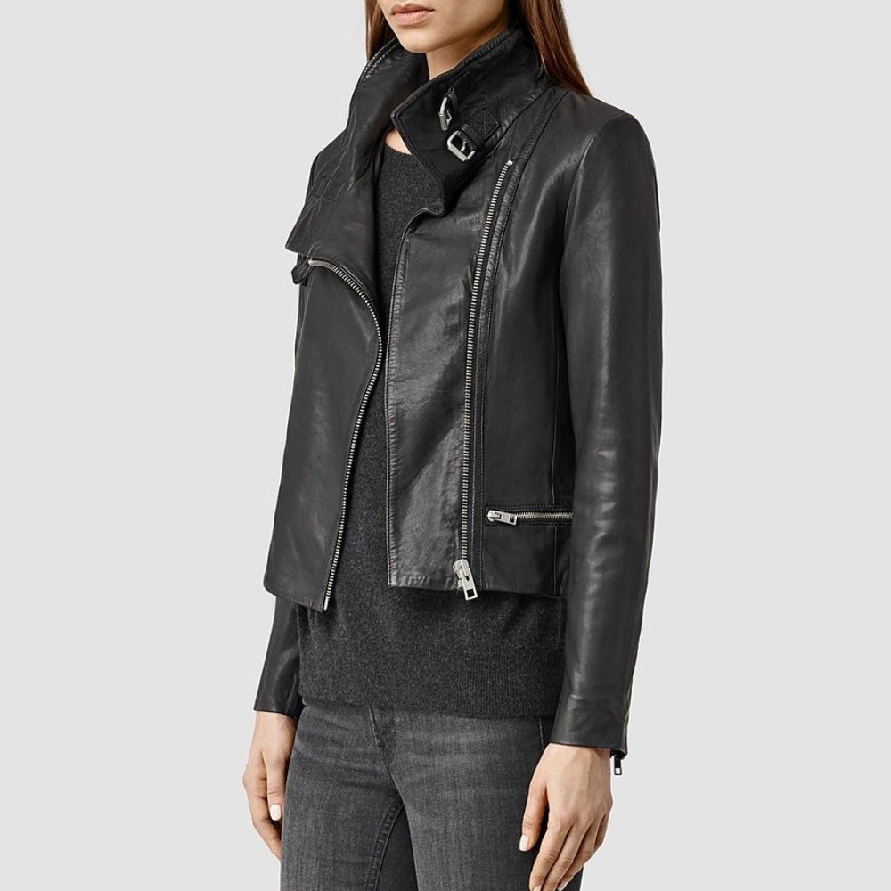 ALL SAINTS BALES BIKER LEATHER JACKET BLACK 2 - Picture 6 of 8